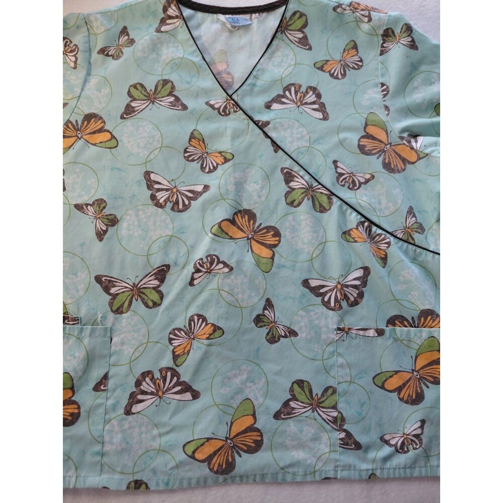 SB Scrubs Green Butterfly Print